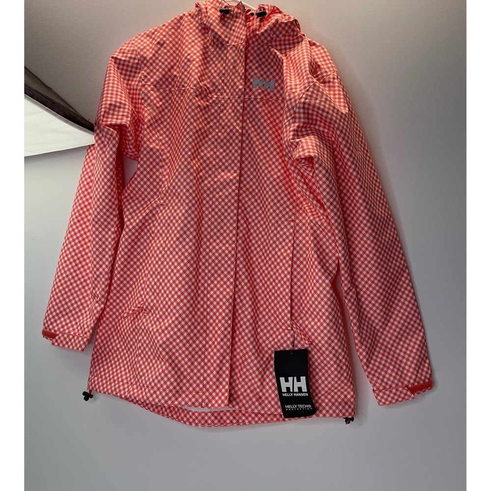 Helly Hansen Womens Bellevue Coat Sorbet Checks Red Gingham Rain Jacket 62631 S